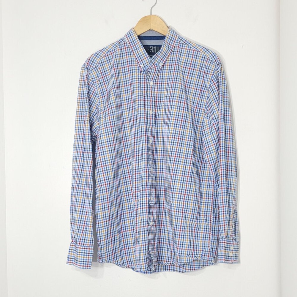 Simons Men's Multi Checkered 100% Cotton Casual Button Down Shirt Pocket Size XL